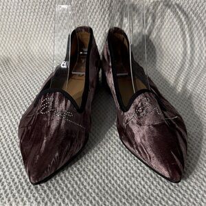 LODI Sz 37 Bellacia Pointed Velvet Slip-On Flats Pink Plum Velvet NEW WITH TAG
